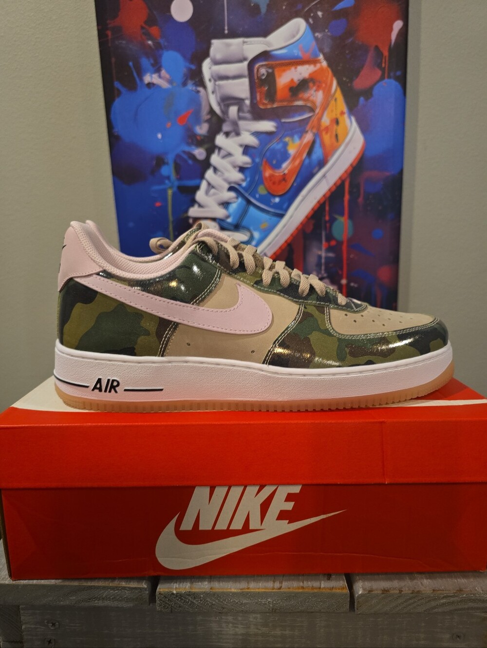 Size-13 Nike Air Force 1 Low '07 LV8Patent Camo Pink